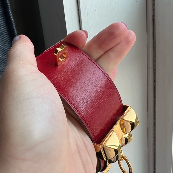 Hermes small red CDC bracelet with gold hardware - Picture 13 of 14